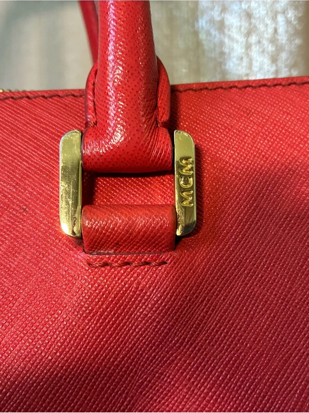 MCM Red Leather Tote